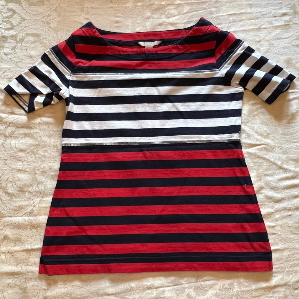 Banana Republic Striped Cotton Short Sleeve Tee